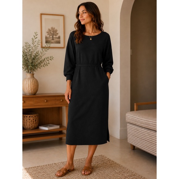 Banana Republic Factory Dresses & Skirts - Banana Republic Sweater Dress Black Knit Dolman Sleeve Midi Dress NWT Size M